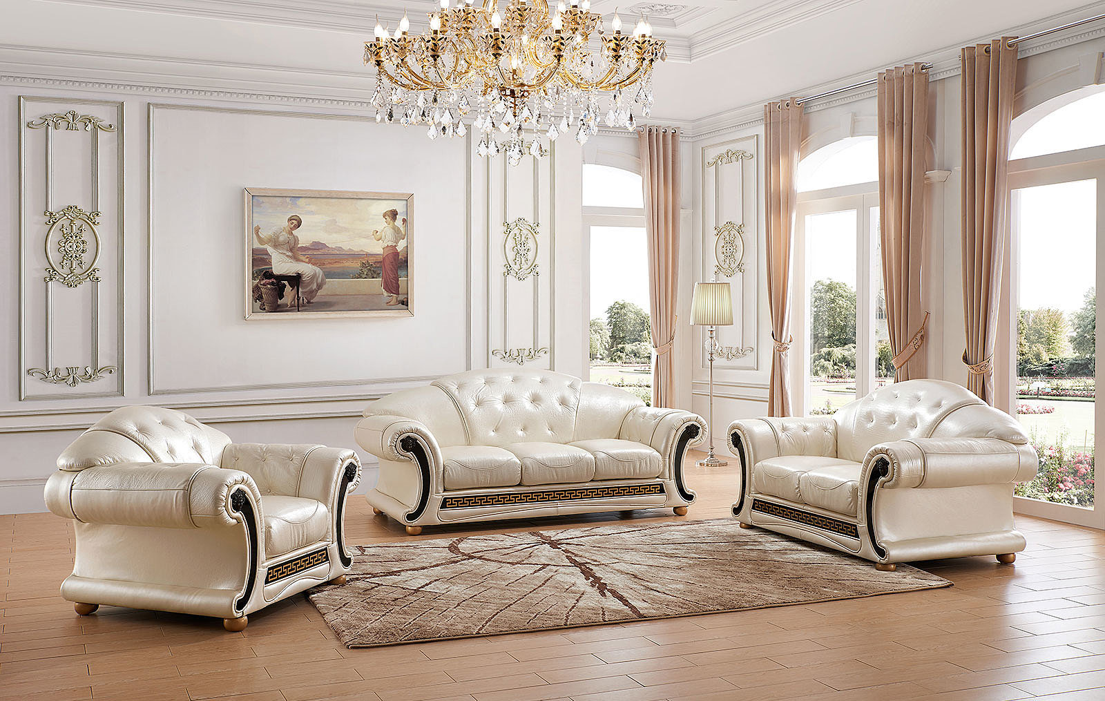 Leather sofa set wayfair discount